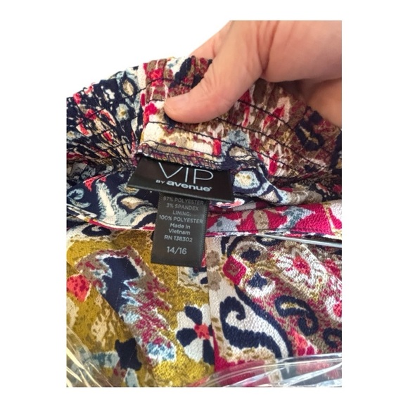 Avenue multicolor stretch waist wide leg Pants - Picture 6 of 7